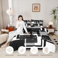 thumbnail image 4 of Homewish Contemporary Grid Queen Comforter Set, Black White Gray Comforter Sets Queen, Black Reversible, 3pcs 1 Comforter and 2 Pillowcases, 4 of 6