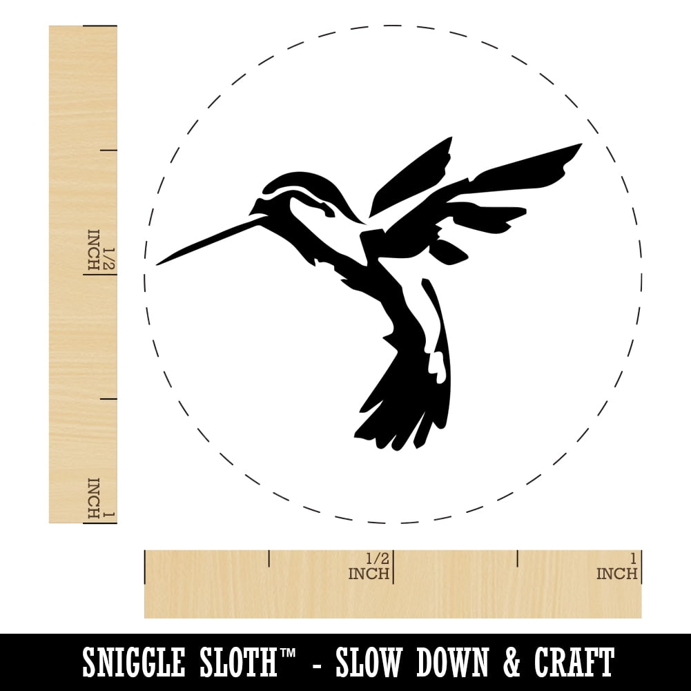 Hummingbird Sketch Self-Inking Rubber Stamp Ink Stamper - Pink Ink - Medium 1 Inch