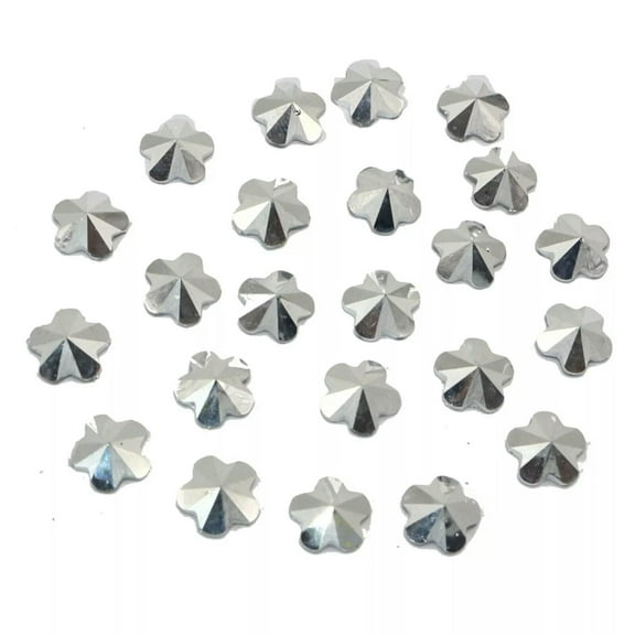 U8MO 500 Shiny Silver Acrylic Flatback Rivoli Flower Rhinestone Cabochons Gems 8mm