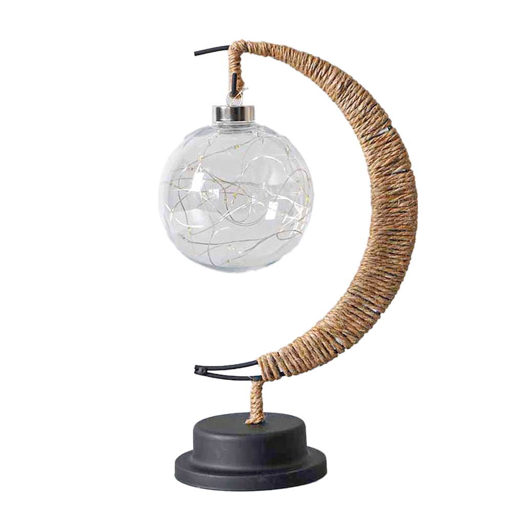 Decorative Table Lamp, moon Night Lamp Winding Cotton Thread LED Light ...