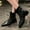 Black, variant on Viluyesy Womens Chelsea Boots, Zipper Low Heels Pointed Toe Fashion Mid Calf Booties Brown US6