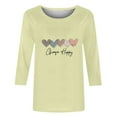 thumbnail image 4 of Penkiiy T-shirt Imprimé Mode Saint-Valentin pour Femmes Manches 3/4 Blouse Col Rond Hauts Décontractés m Kaki, 4 of 5
