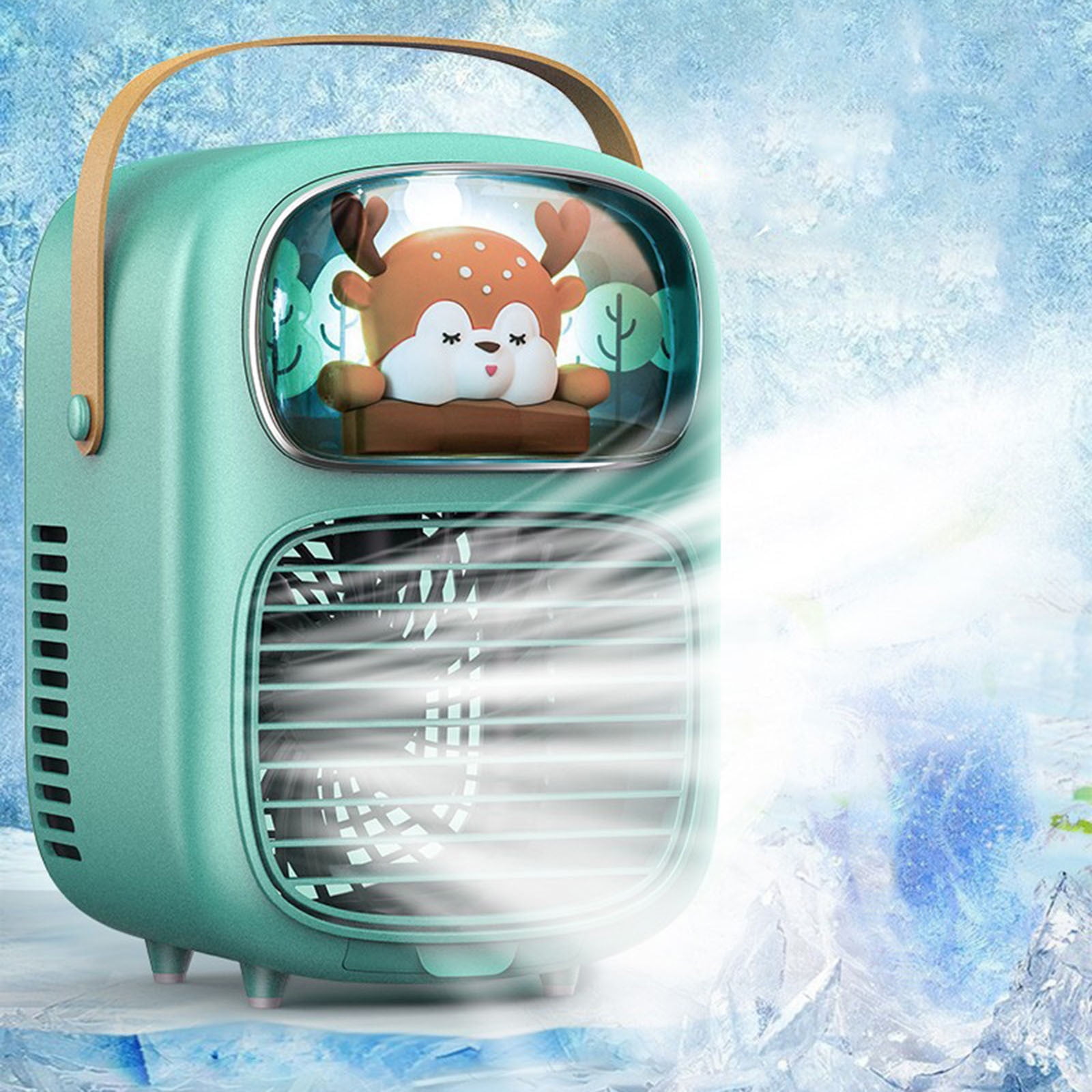 Dengmore Desktop Humidifier with Light Desktop Aired Cooler Water Ice Fan Water Humidifier Spray Fan for Bedroom Home Office Car Living Room