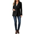 thumbnail image 2 of INSPIRE CHIC Faux Suede Blazer for Women's Dressy Lapel Collar Double Breasted Suit Jacket, 2 of 5