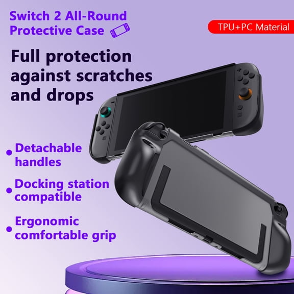 Arcticwind Dockable Case for Nintendo Switch,rubber-coated one-piece protective case,TPU Grip Protective Case with Ergonomic Design and Comfort Grip,Shock-absorbing and scratch-resistant (Black)