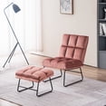 thumbnail image 3 of Mcombo Velvet Accent Chair with Ottoman, Metal Legs Club Chair for Living Room Bedroom 0014 (Light Pink), 3 of 9