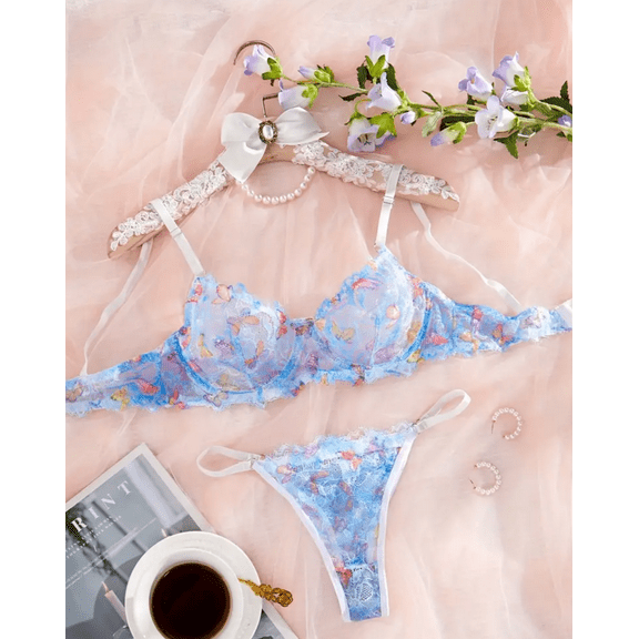 Blue Butterfly Lingerie Set