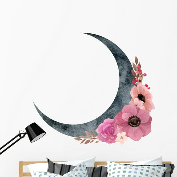 Bohemian Anemones Crescent Moon Wall Decal Wallmonkeys Peel and Stick Graphic (48 in H x 48 in W) WM502684