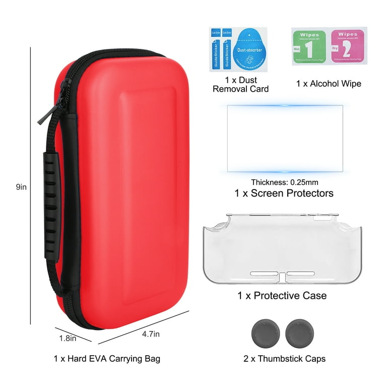 TSV 5-in-1 Nintendo Switch Lite Accessories: Travel Case, Screen