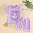 thumbnail image 2 of NOLDARES Baby Outfit Toddler Girl Short Sleeve T Shirts Shorts Set 2Pcs Infant Summer Clothes(Purple,18-24 Months), 2 of 7