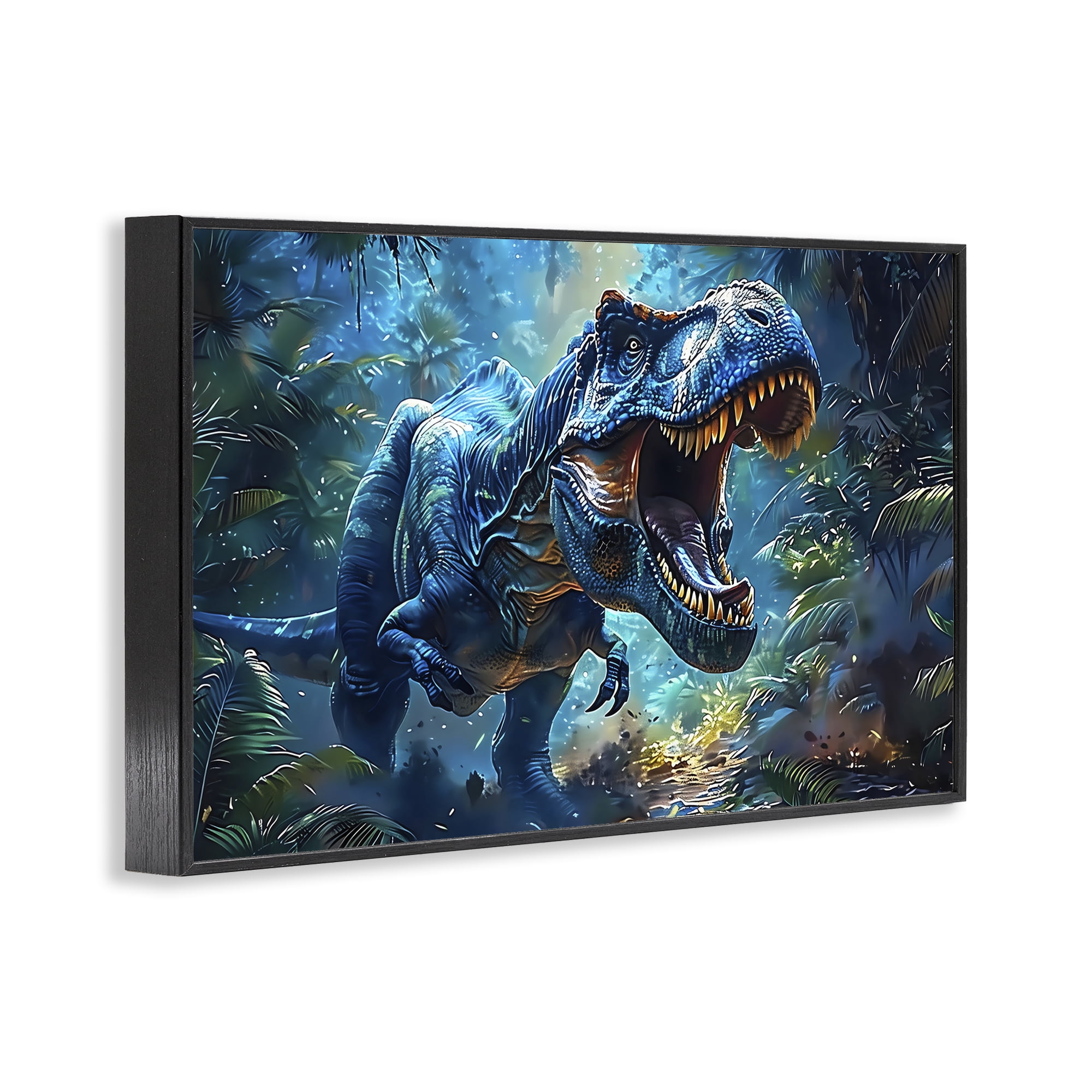 Stupell Industries Blue Toned Dinosaur Roar Black Framed Giclee Art, design by Creative Studio