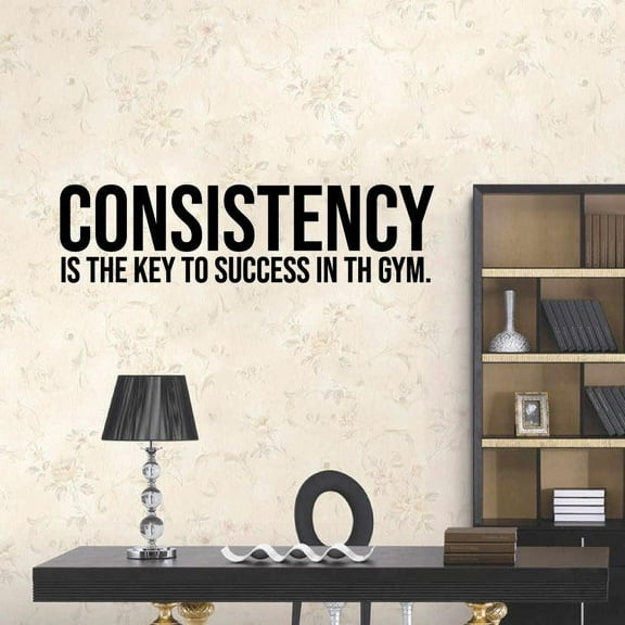 Consistency Is The Key Quote Fitness Workout Success Motivation Quotes Wall Decals Healthy Lifestyle for Girls Boys Gym Home Sports Room Decor Vinyl Wall Art Stickers Decoration Size (12x20 inch)