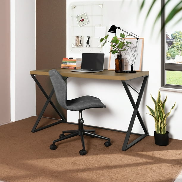 FurnitureR Modern Rectangle Computer Desk Oak/Walnut - Walmart.com ...