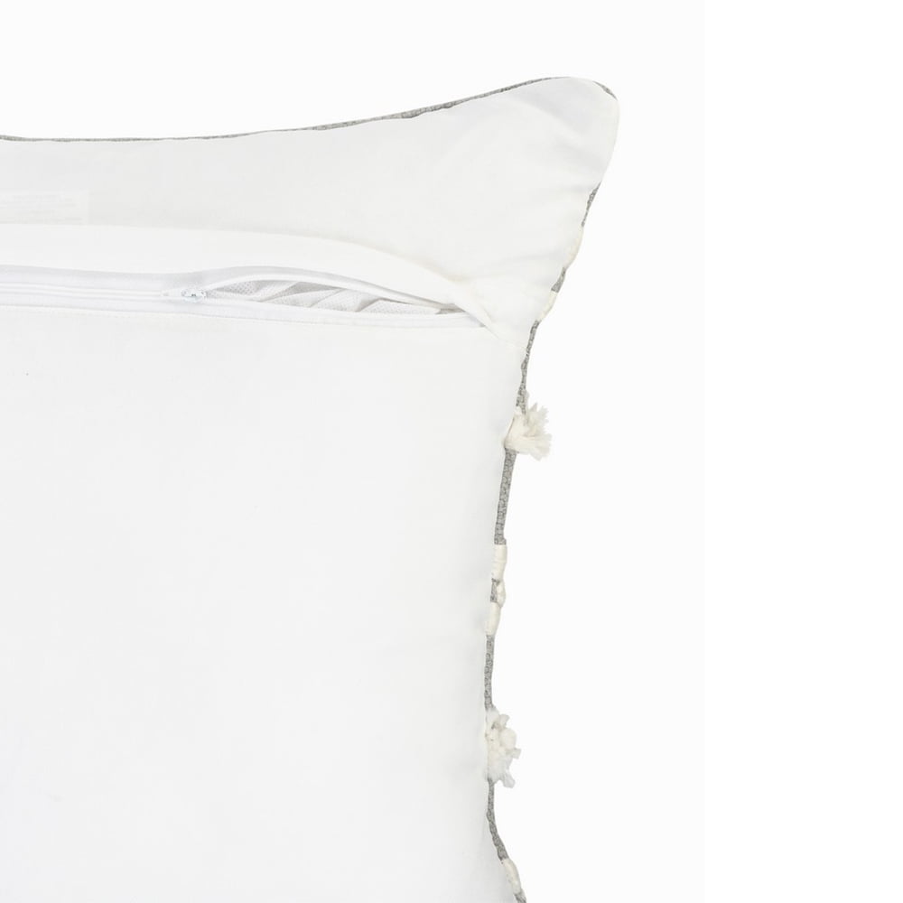 Ox Bay 20" x 20" Hand-Woven Gray/ White Geometric Resistant Polyester Pillow Cover