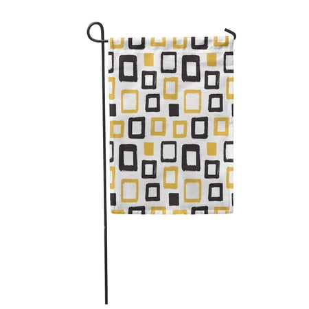 KDAGR Brush Drawn Rectangles Squares Cubes Seamless Vector Pattern Black and Garden Flag Decorative Flag House Banner 12x18 inch