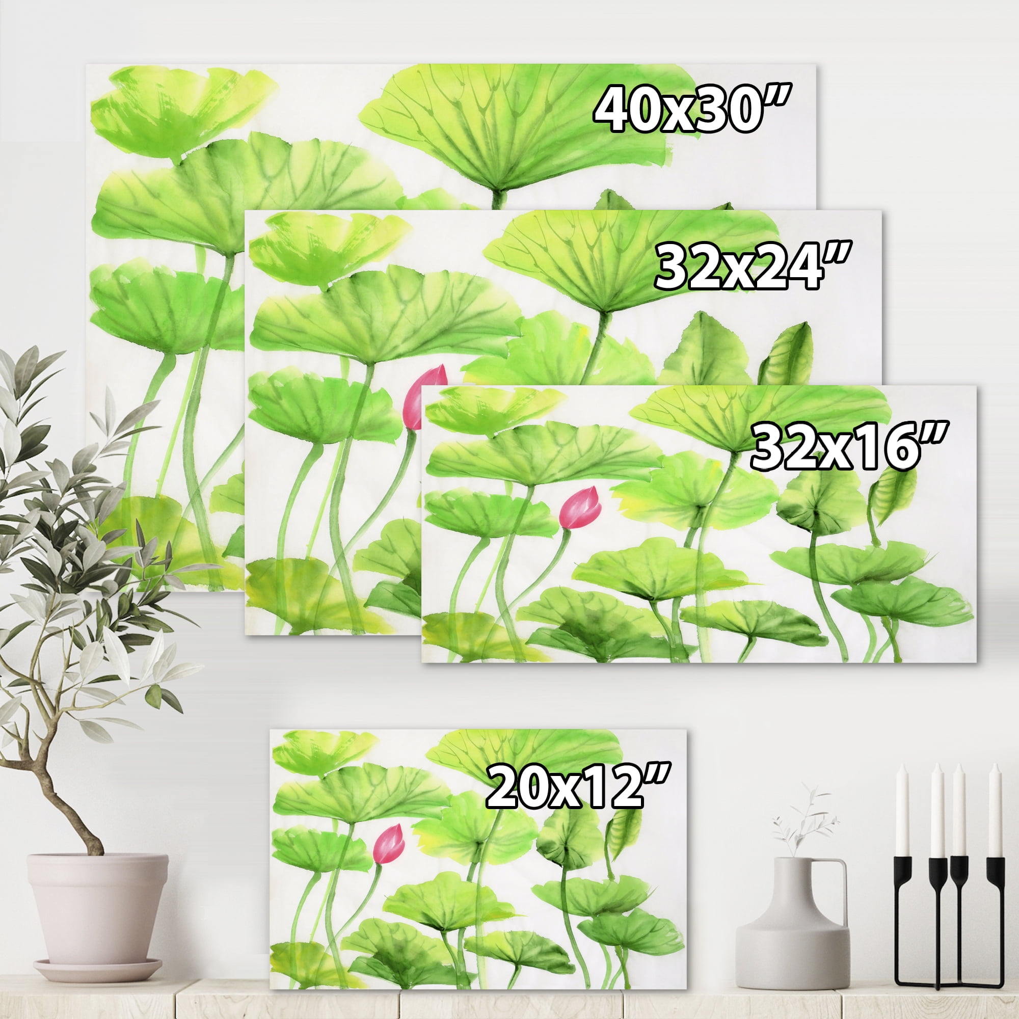 Designart ' Ancient Pink Lotuses In The Pond VIII ' Traditional Canvas Wall Art Print