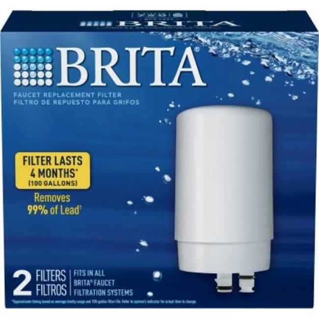 Clorox & Brita White Faucet Mount Replacement Water Filter, 2 Count