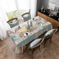 thumbnail image 4 of Easter Rectangle Tablecloth, Vintage Colorful Bunny Eggs Flowers Polka Dot Plaid Waterproof & StainResistant Tablecloth, Washable Oil-proof Table Cover for Dining/Party/Wedding/Buffet 52x70 In, 4 of 9