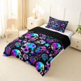thumbnail image 2 of Homewish Happy Halloween Twin Comforter Sets,Multicolor Gradient Skull Bedding Set,Green Purple,Black Reversible,2 Pieces,1 Comforter and 1 Pillowcase, 2 of 7