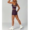 thumbnail image 4 of PISONIC Women Two Piece Workout Sets Color Block Backless Tank Top and High Waist Booty Lifting Shorts Gym Yoga Active Outfits, 4 of 6