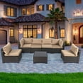 thumbnail image 7 of LeveLeve 7 Wicker Sectional Outdoor Conversation Sets with Sofa and Table, 7 of 7