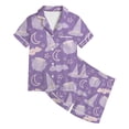 thumbnail image 4 of Girls Galloween Pajamas, Girls Pajama Set Short Sleeve Button Down Silky Satin Boys Girls PJS Kids Sleepwear Soft Summer Nightwear Loungewear Set Halloween Gifts for 9 Months - 13 Years Kids, 4 of 5