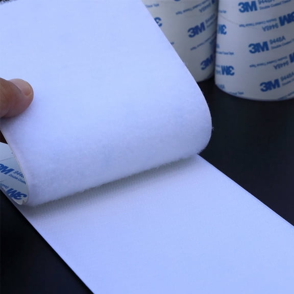 White 4.3-Inch Extra Wide Heavy Duty Sticky Back Tape – 1M Self Adhesive Hook and Loop Fastener for Home & Auto