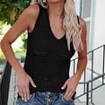 thumbnail image 2 of DeHolifer Womens Crochet Tank Tops Summer Hollow Out Cover Up Sleeveless V-Neck Mesh Knit Beach Vacation Boho Sweater Vest Black M, 2 of 5