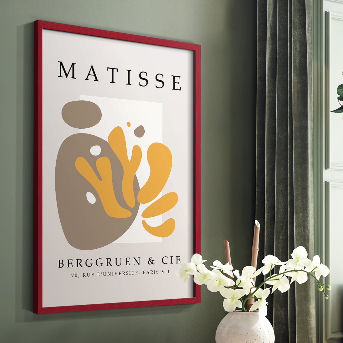 Matisse CDLXXVII in Red Solid Wood Framed Print No Nail Hanging