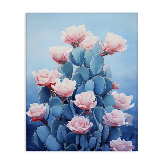 Stupell Industries Contemporary Cactus & Rose Blossoms Canvas Art, 16 x 20, by RB