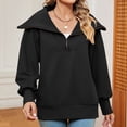 thumbnail image 2 of ShomPort Women Half Zip Sweatshirt Sweater Long Sleeve V Neck Casual Loose Sweatshirt Pullover Fall Clothes, 2 of 9
