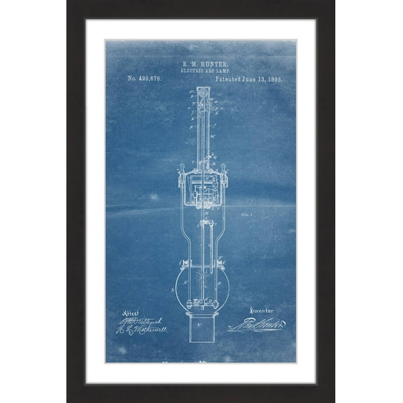 "Arc Lamp 1893 Blueprint" Framed Painting Print