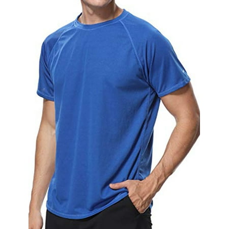 LELINTA Men's Short Sleeve Rashguard Mens Rashguard UPF 50+ Swimwear Swim Shirt Short Sleeved Tops Blue / Black