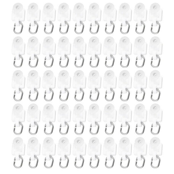 100 piezas de tachuelas para cortinas, rodillos, rieles de polea para cortinas, poleas con gancho