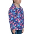 thumbnail image 3 of Fotbe Blue Skull Flower Pattern Youth Pullover Hooded Sweatshirt, Boys Hoodie, Kangaroo Pocket Hoodie for Kids Girls -X-Large, 3 of 6