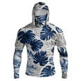 thumbnail image 2 of GrmtClth Mens Long Sleeve Sun Protection Shirts Lightweight Moisture Wicking Hoodie Fishing Hiking Swimming Running Camo Rash Guard SPF UV Hoodie with Face Mask Blue L, 2 of 6