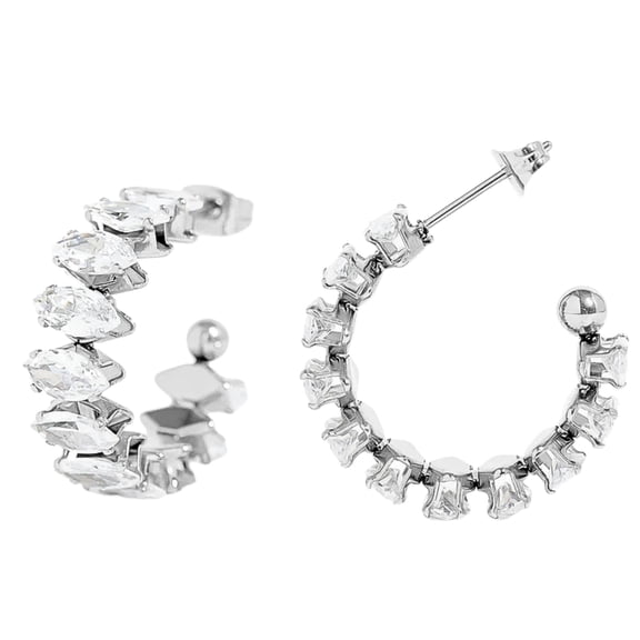 Marquise Hoop Earrings for Women CZ Gold over Silver Stainless Steel Ginger Lyne Collection