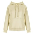 thumbnail image 5 of XFLWAM Womens Casual Hoodies Crew Neck Long Sleeve Sweatshirts With Pocket Lightweight Drawstring Pullover Tops Beige L, 5 of 6