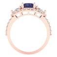 thumbnail image 4 of 2.16 ct Round Cut Simulated Blue Sapphire 3 Stone 18K Rose Gold Womens Engagement Ring, 4 of 5
