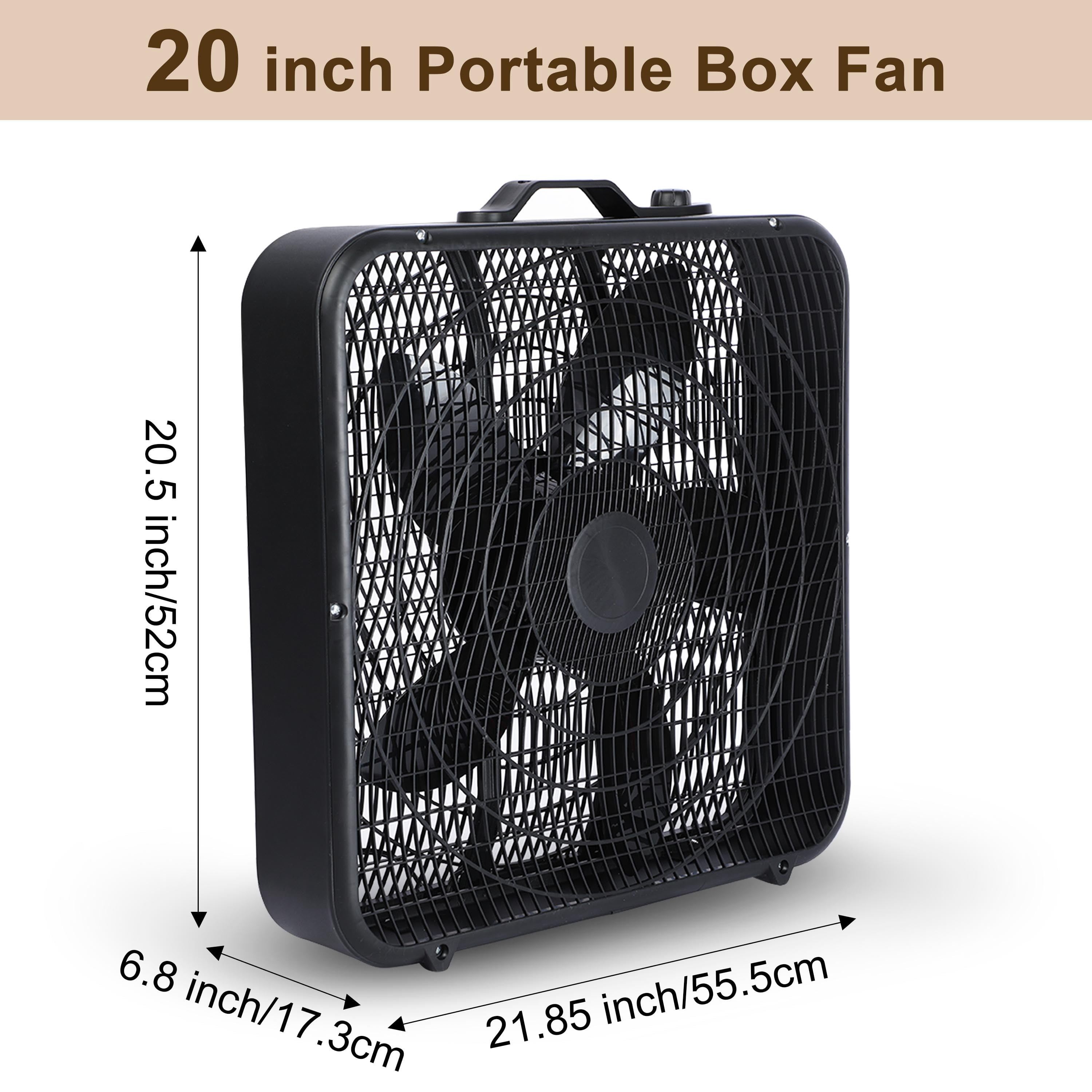 Avobird 20 Inch Classic Box Fan with Carry Handle for bedroom, 3 Quite Speeds 2000CFM Powerful Airflow, Floor Fan for Office & Living Room(Black)