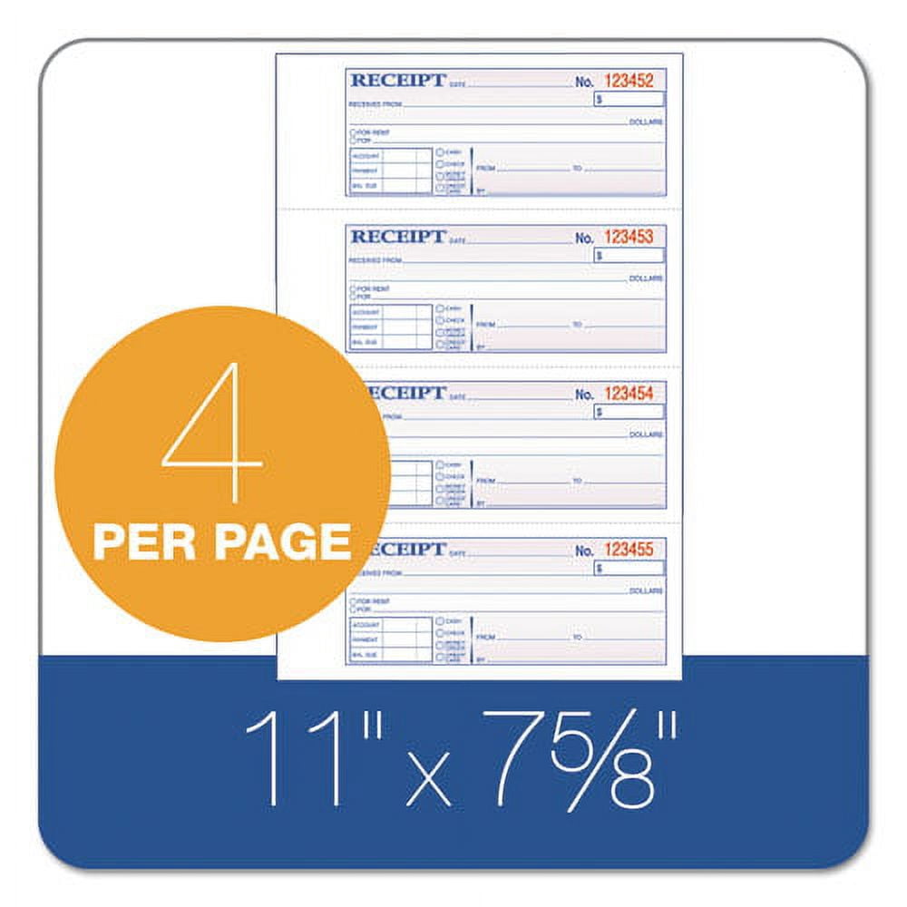 "Receipt Book, Three-Part Carbonless, 7.19 X 11, 4/page, 100 Forms | Bundle of 2 Each"