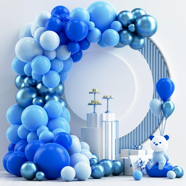 Kit de arcos con forma de guirnalda con globos, color azul NISOCY, 124 piezas, para decoración de fiestas