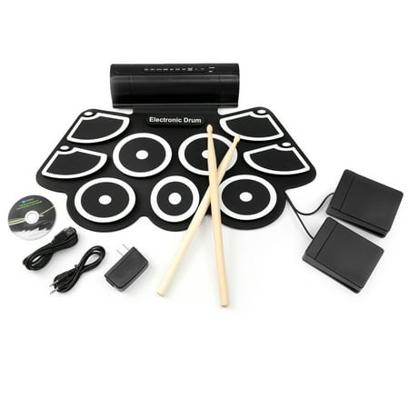 Best Choice Products Foldable Electronic Drum Set Kit, Roll-Up Drum Pads with USB MIDI, Built-in Speakers, Foot Pedals, Drumsticks Included - (Best Compact Drum Kit)