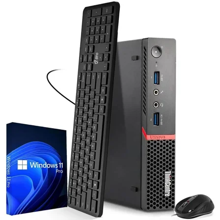 Restored Lenovo ThinkCentre M-Series Tiny Desktop PC - AMD Ryzen 3 Processor - AMD Radeon Graphics - 16GB DDR4 RAM, 256GB SSD - Wi-Fi, Keyboard & Mouse - Win 11 Pro (Refurbished)