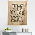 thumbnail image 1 of Live Laugh Love Tapestry, Black Alphabet Stamps on Aged Grungy Looking Backdrop Vintage Print, Fabric Wall Hanging Decor for Bedroom Living Room Dorm, 5 Sizes, Black Pale Brown, by Ambesonne, 1 of 1