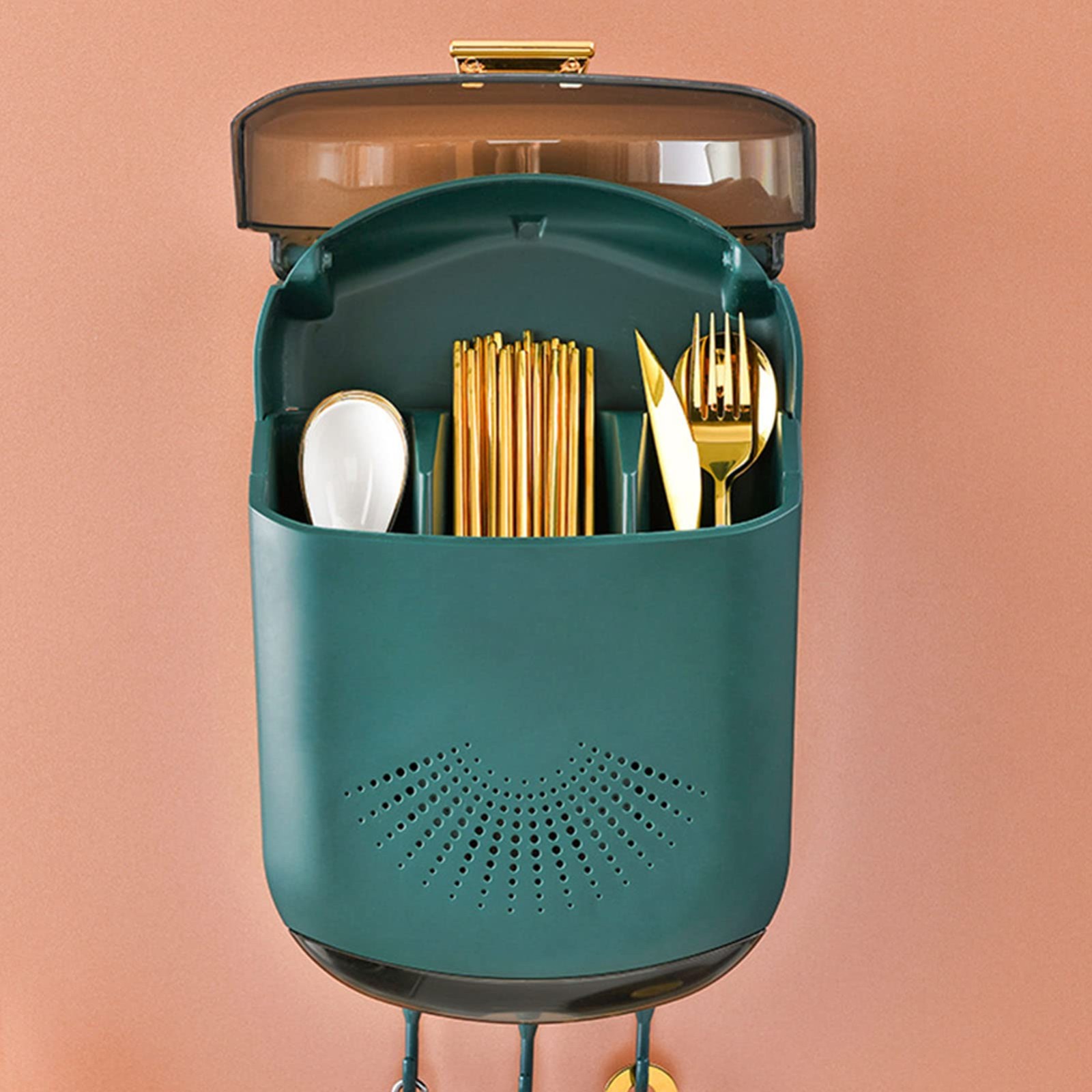 Last Chance Kitchen Cutlery Drainer Wall Mounted Kitchen Utensil Holder Kitchen Cutlery Storage Box Chopstick Container with Lid Hanging Kitchen Utensil Holder Spoon and Chopstick Or,A Storage Rack