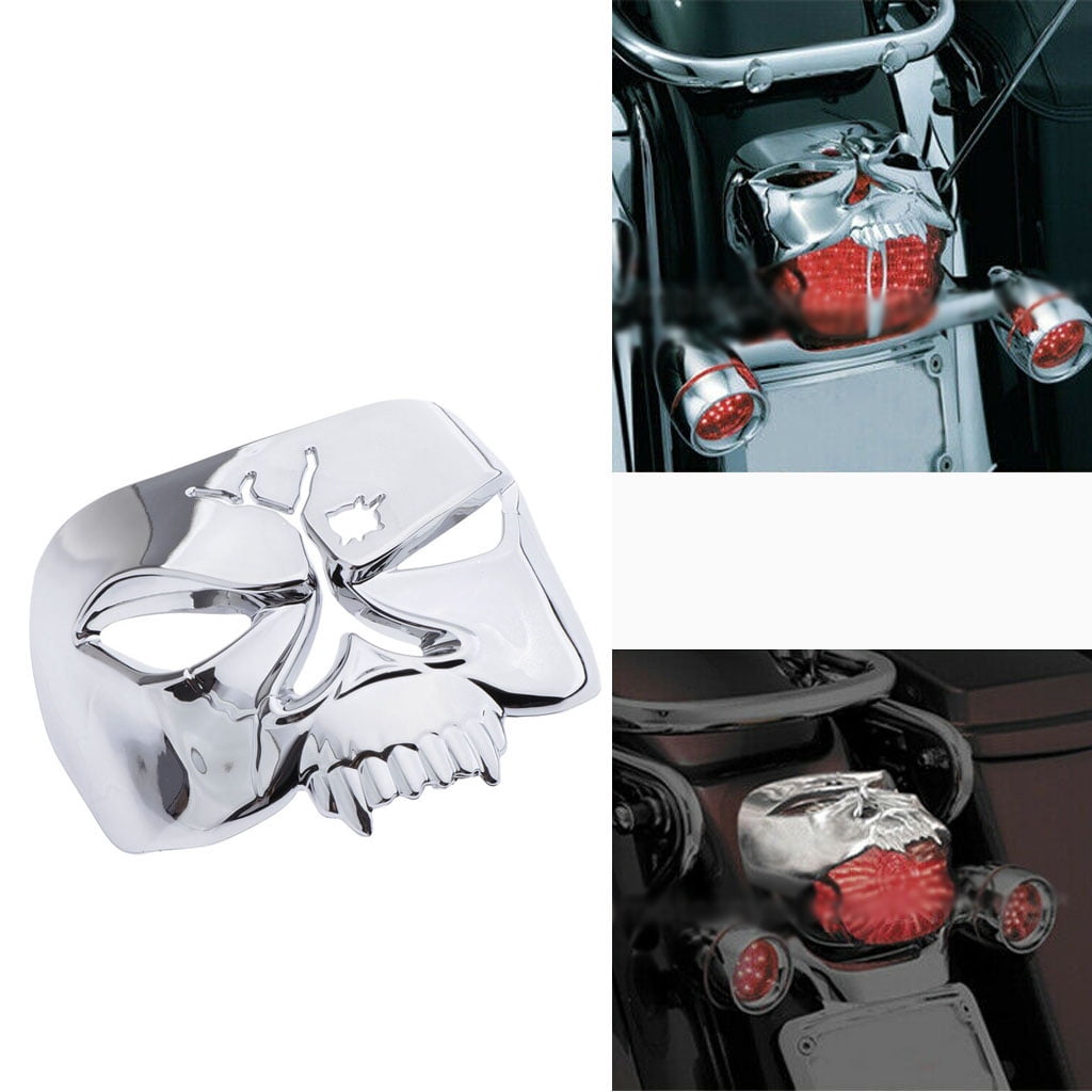 Chrome Zombie Skull Rear Fender Tail Light Cover For Harley Touring Road King Chrome Zombie Skull Rear Fender Tail Light Cover For Harley Touring Road King
