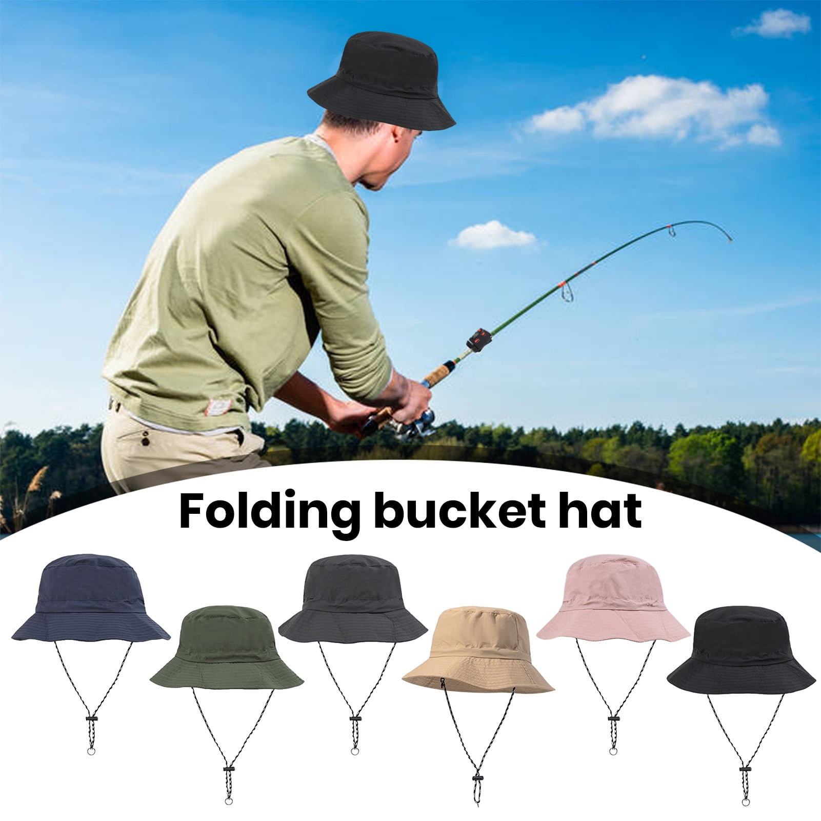 Foldable Bucket Hat with Adjustable Chin Strap Waterproof  display picture 1