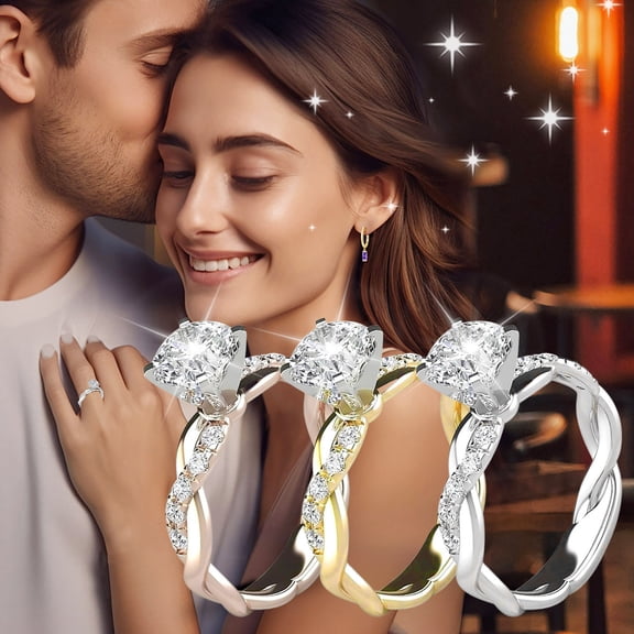 KOYPTL Valentine's Day Gift for Girlfriend Wife, Bridal Elegant Engagement Wedding Ring, Mother's Day Gift for Mother, Birthday Present for Daughter