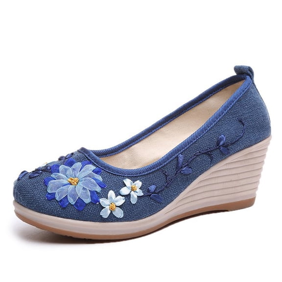 Vedolay Wide Casual Shoes For Women Shoes for Women Slip-on Non-Slip Soft Walk Loafers,Blue 8.5